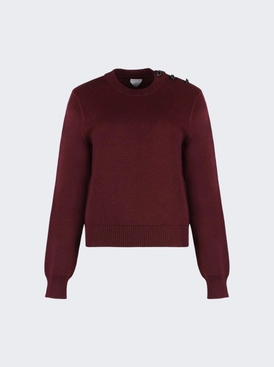 Wool Sweater With Metal Knot Buttons Dark Garnet