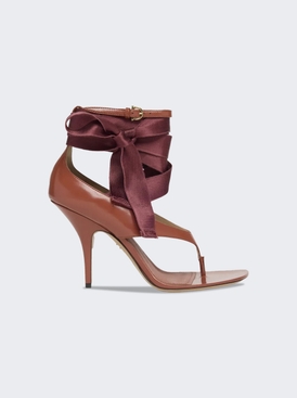 Leliu Leather Ankle-wrap Sandals Brick