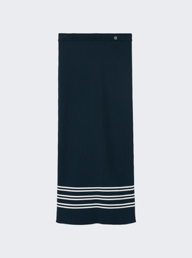 Stretch Rib Viscose Skirt Blue