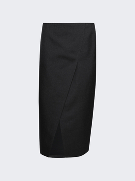 Wool Gabardine Skirt Dark Grey