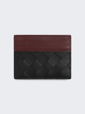 Intrecciato Card Case Black And Madder Brown