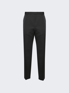 Logo Embroidery Wool Pants Black