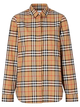 Vintage Check Print Oversized Button-up Shirt Antique Yellow
