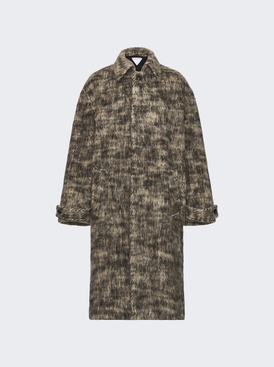 Brushed Melange Wool Coat Beige And Black