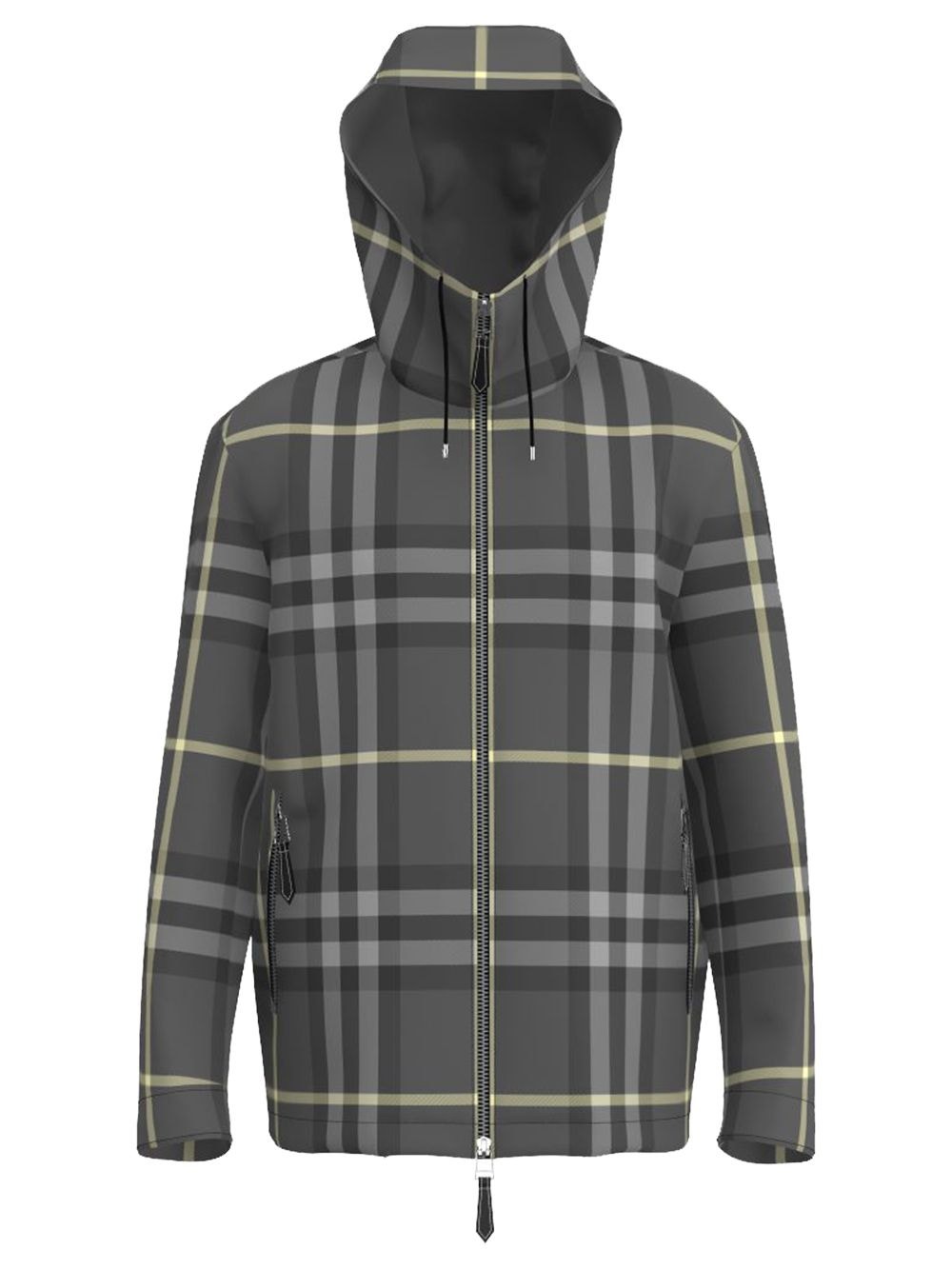 Reversible Check Print Hooded Jacket Seal Grey | The Webster Reversible Check Print Hooded Jacket Seal Grey | The Webster