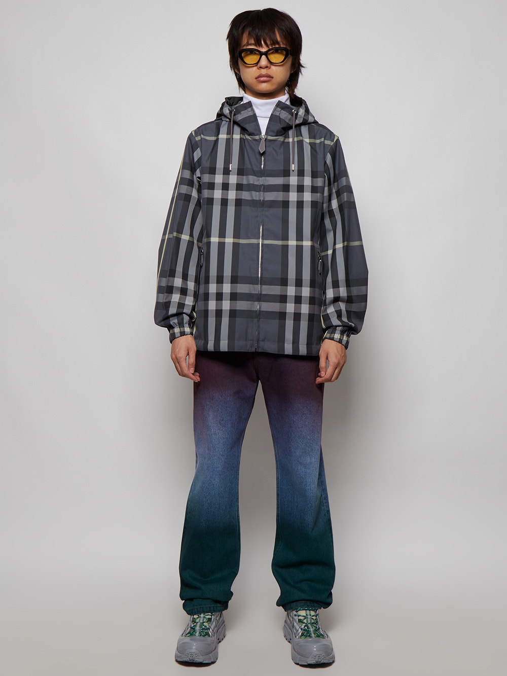 Reversible Check Print Hooded Jacket Seal Grey | The Webster Reversible Check Print Hooded Jacket Seal Grey | The Webster