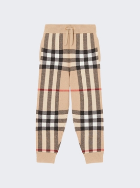Kid's Wool Cashmere Check Print Joggers Archive Beige