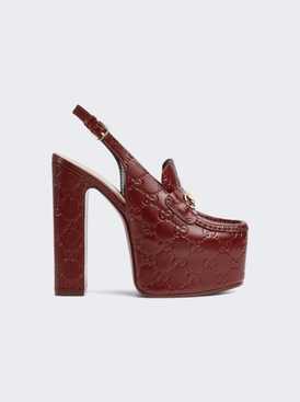Horsebit Platform Loafer Slingback Pumps Red