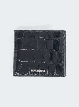 Croc-Embossed Leather Bifold Wallet Black