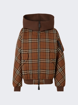Oversized Bomber Jacket Brown Check