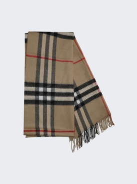 Exaggerated Check Cashmere Scarf Archive Beige