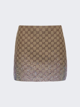 Gg Canvas Mini Skirt Dark Brown