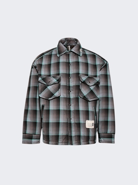 Check Puffer Shirts Blue