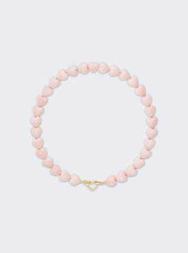 Oversized Heart Beads Necklace Pink Opal