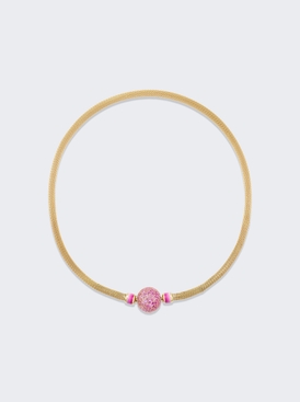 Gold Mesh Necklace Pink Sapphire