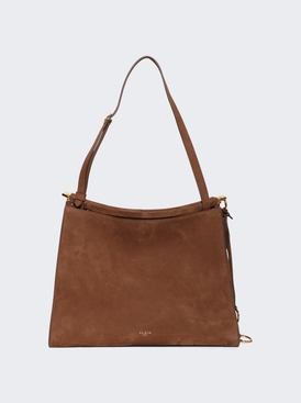 Le Click Medium Square Bag In Suede Terre D'ombre