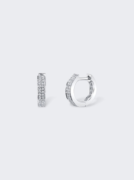 Double-row Diamond Huggie Earrings 18k White Gold