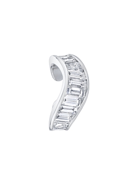 18k White Gold Baguette Wave Ear Cuff