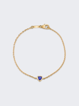 Blue Sapphire Heart Chain Bracelet 18k Yellow Gold