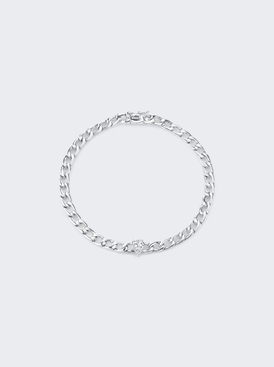 Chain Link Bracelet With Pear Diamond Ceneter 18k White Gold