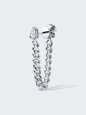 Pear Diamond Cuban Link Loop Earring 18k White Gold