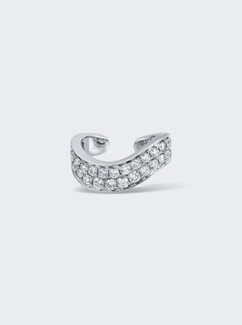 Pave Diamond Wave Ear Cuff 18k White Gold