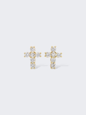Diamond Cross Stud Earrings 18k Yellow Gold