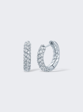 Pave Diamond Zoe Huggie Earrings 18k White Gold