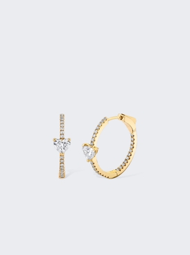 Pave Hoop Earrings With Heart Diamond