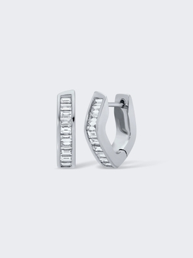 Baguette Diamond Georgie Huggie Earrings 18k White Gold