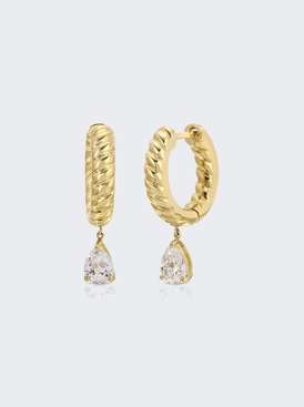 Small Zoe Huggie Earrings With Pear Diamond Drops