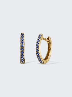 Small Blue Sapphire Huggie Earrings 18k Yellow Gold