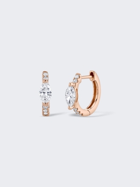 Huggies With Marquis Diamond Center 18k Rose Gold
