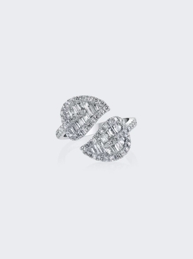 Medium Leaf Diamond Ring White Gold