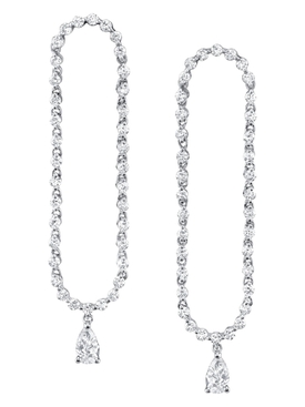 18k White Gold Hudson Pear Diamond Drop Earrings