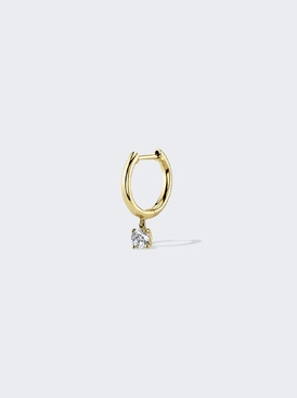 18k Yellow Gold Plain Round Diamond Drop Huggie