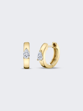 Huggies With Pear Diamond 18k Yellow Gold