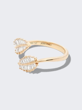 Small Palm Leaf Diamond Ring 18k Yellow Gold