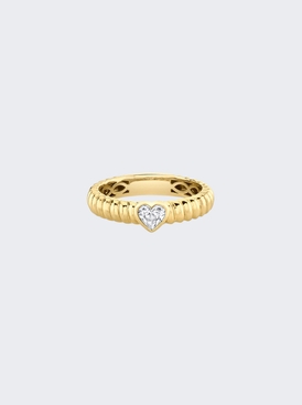 18k Yellow Gold Thin Zoe Ring With Heart Diamond
