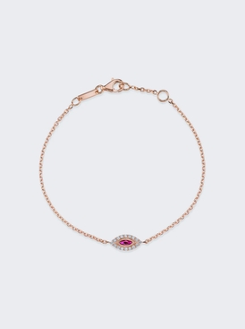Small Ruby Evil Eye Chain Bracelet 18k Rose Gold