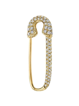 18k Yellow Gold Diamond Pave Single Safety Pin Earring, Right