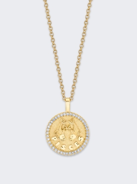 Small Pisces Zodiac Diamond Pendant Necklace 18k Yellow Gold