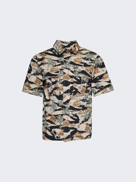 Repeat Palm Camp Shirt Beige