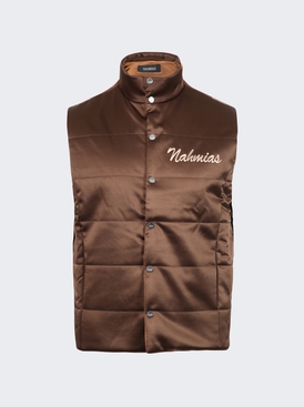 Summerland Silk Puffer Vest Brown