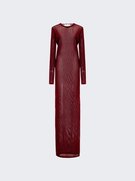 Long Sheer Mesh Dress Red