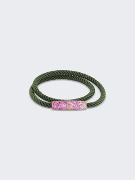 Green Silk Wrap Bracelet Pink Sapphire