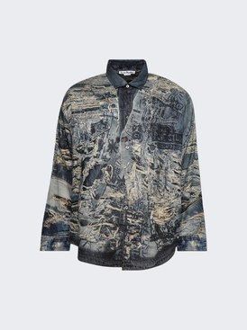 Printed Button Up Shirt Denim Blue