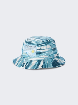 X Maison Kitsune Boheme Wave Bucket Hat Blue