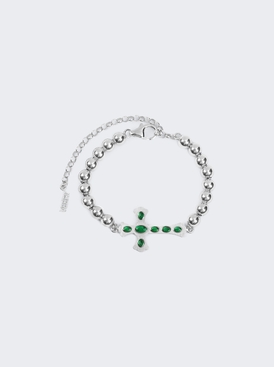The Green Agate Cross Bracelet White Gold