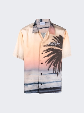 Short Sleeve Button-Up Shirt Sunset Palms